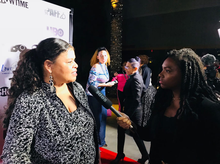 Crystal Jackson gets interviewed on red carpet at PAFF